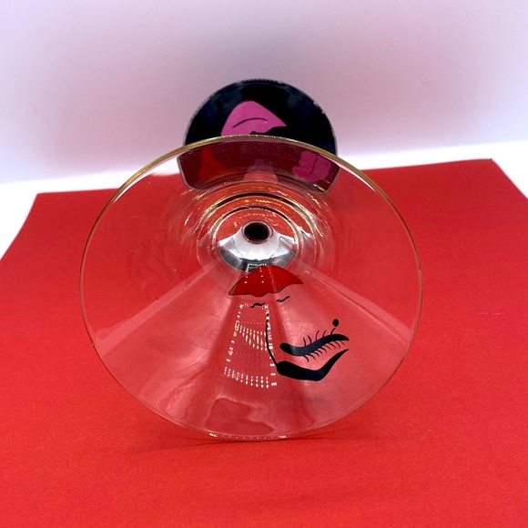 Flirting Lolita Martini Hand-Painted Glass With Drink Recipe On Bottom Of Base - Picture 5 of 5
